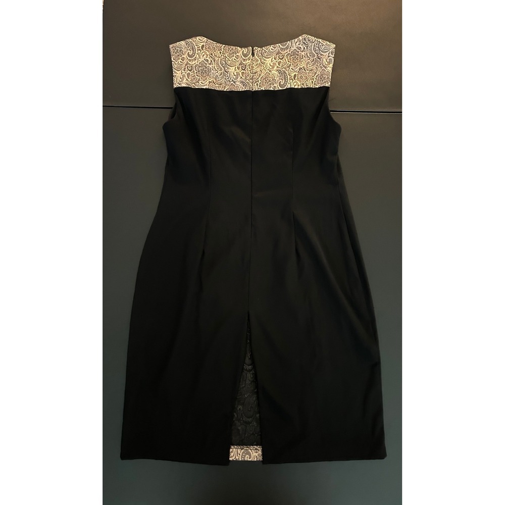 Dressbarn Collection Black Gold Paisley Beaded Sheath Dress Petite 12 1412 - Picture 2 of 9